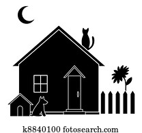 小さい家 シルエット クリップアート 切り張り イラスト 絵画 集 K Fotosearch