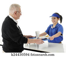 contador, menina, servindo