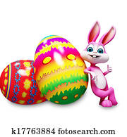 Easter bunny with colorful eggs Easter bunny with colorful eggs