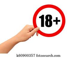 Hand with adults only sign