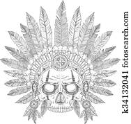 indisches oberhaupt, totenschädel