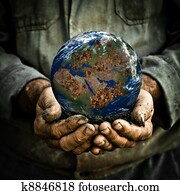Man holding Earth Man holding Earth