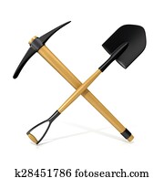 Mining tools, shovel and pickaxe Mining tools, shovel and pickaxe