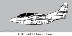 North American T-2 Buckeye. Outline vector drawing North American T-2 Buckeye. Outline vector drawing