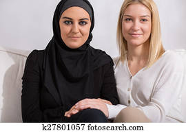 amigos, de, diferente, religião