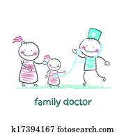 family doctor treats her mother with a child