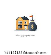 House budget icon, real estate investment, rent payment, buy new home, insurance