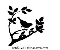 צללית, צפור, ב, עץ