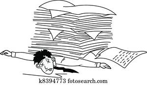 疲倦, 人, 在下面, 文書工作