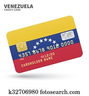 Credit card with Venezuela flag background for bank, presentations and business