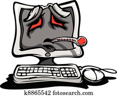 doente, ou, quebrado baixo, computador