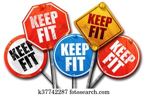 keep fit, 3D rendering, street signs keep fit, 3D rendering, street signs