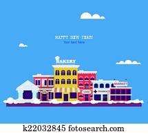 Set buildings of small business flat design Set buildings of small business flat design