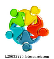 trabalho equipe, 3d, social, mídia, logotipo