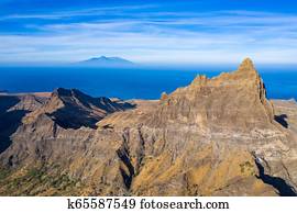 Aerial view of Brianda mount in Rebeirao Manuel in Santiago island in Cape Verde - Cabo Verde