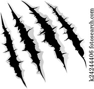 Claws scratches on white background Claws scratches on white background