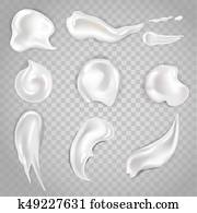 Cream smears and cosmetic blobs vector 3d realistic icons set Cream smears and cosmetic blobs vector 3d realistic icons set