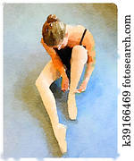 DW ballerina putting on pointe shoes 1 DW ballerina putting on pointe shoes 1