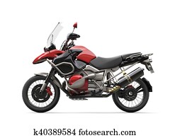 Modern metallic orange road bike with windshield - side view Modern metallic orange road bike with windshield - side view