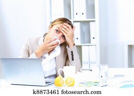 People with cold and flu  at work place