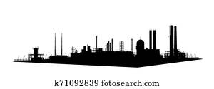 stencil silhouette factory outside, illustration stencil silhouette factory outside, illustration