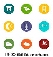 Winter freshness icons set, flat style Winter freshness icons set, flat style