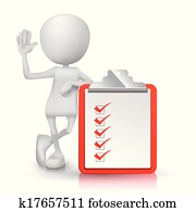 3d person with a clipping note pad and check list 3d person with a clipping note pad and check list