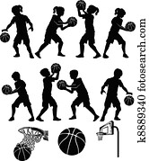 Basketball Silhouette Kid Boy Girl