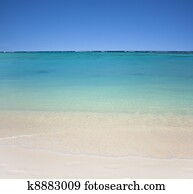 beach with clear  waters and blue sky