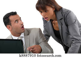 büroangestellte, schockiert, vor, a, edv