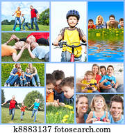 glad familie, collage.