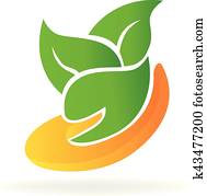 Hand and leafs care logo