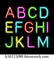 neon, glühen, alphabet neon, glühen, alphabet