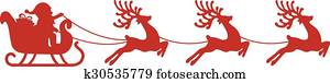 nikolausschlitten, rentier, rot, silhouette nikolausschlitten, rentier, rot, silhouette
