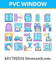 pvc fenêtre cadres collection icônes set vector pvc fenêtre cadres collection icônes set vector