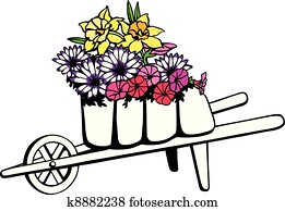 schiebetruhe, voll, von, blumen schiebetruhe, voll, von, blumen