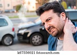 נהג, דמות, להרגיש כאב, אחרי, תאונה של מכונית