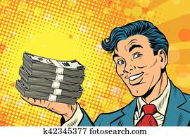 Financial success businessman with money Financial success businessman with money
