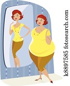 Full lady and her slim reflection Full lady and her slim reflection