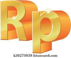 Gold 3D Indonesian Rupiah currency