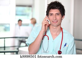 Healthcare worker talking on the phone