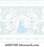 boda, bailando, pareja