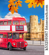 Bodiam castle with double decker bus in England, UK
