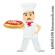chef with pizza chef with pizza