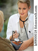 doktor, aufpassen, a, älter, patient