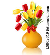 frühjahrsblumen, in, a, blumenvase frühjahrsblumen, in, a, blumenvase
