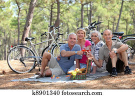 Two middle-aged couple having picnic Two middle-aged couple having picnic