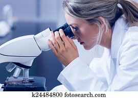 ciência, estudante, olhando