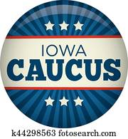 grootmoederstijd, of, ouderwetse, stijl, iowa, caucus, campagne, verkiezing, spelden, knoop, of, badge., de, iowa, caucus, optredens, wie, testament, voortzetten, met, hun, presidentieel, candidacy.