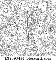 Hand drawn stylized peacock Hand drawn stylized peacock